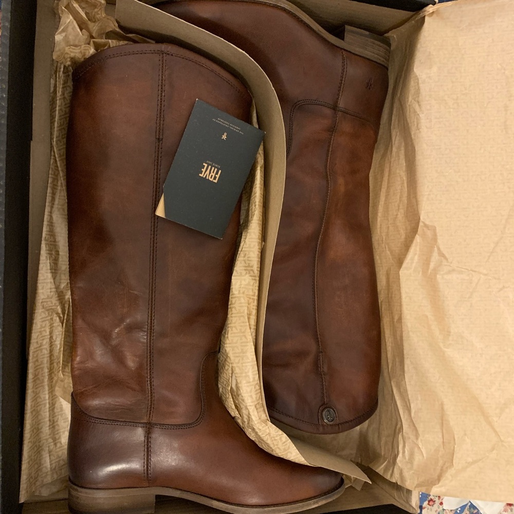 Frye Melissa button 2 boots in cognac